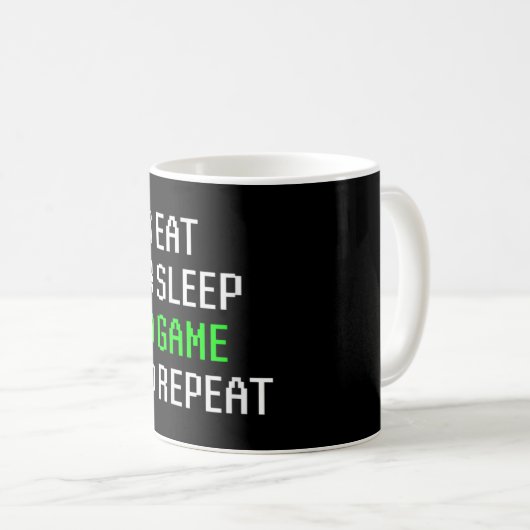 Essen Sie Sleep Video Game Wiederholen Funny Gamer Kaffeetasse (VorderseiteRechts)