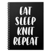 Essen Sie Strick Sleep Wiederholen Sie schwarzes N Notizblock (Vorderseite)