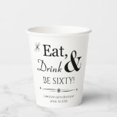 Essen Sie Trink und sein sechzig Throwback 60. Geb Pappbecher (Rückseite)