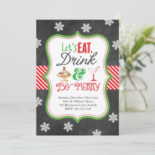 Essen Sie, trinken Sie, seien Sie frohe Einladung (Stehend Vorderseite)