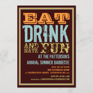 Essen Sie, trinken Sie u. haben Sie Spaß an einem Einladung