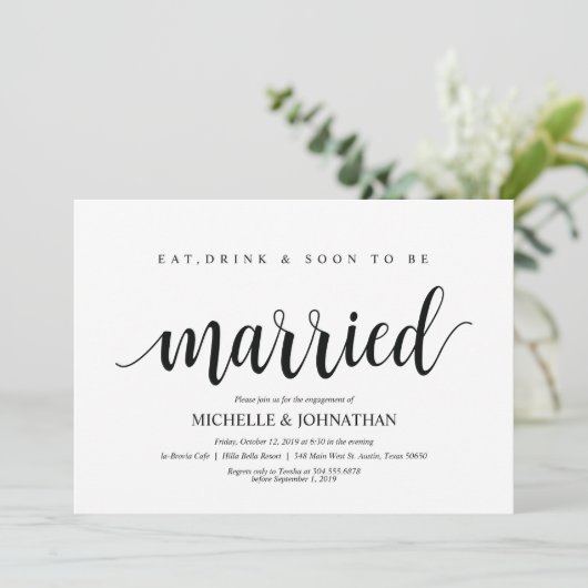 Essen Sie, trinken Sie, zu verheiratetem, Einladung (Stehend Vorderseite)