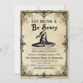 Essen Sie trinken und Beängstigend erwachsen Hallo Einladung (Vorderseite)