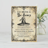 Essen Sie trinken und Beängstigend erwachsen Hallo Einladung (Stehend Vorderseite)