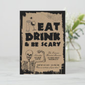 Essen Sie trinken und Beängstigend erwachsenes Hal Einladung (Stehend Vorderseite)