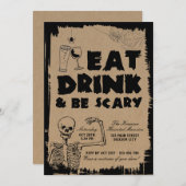 Essen Sie trinken und Beängstigend erwachsenes Hal Einladung (Vorne/Hinten)