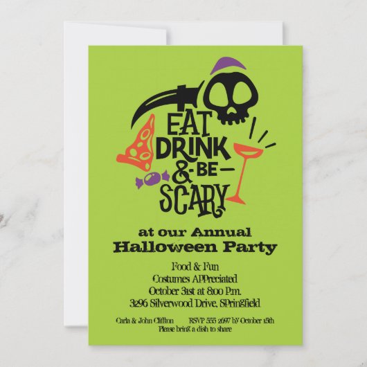 Essen Sie trinken und Beängstigend Halloween-Party (Vorderseite)