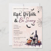 Essen Sie trinken und Beängstigend Halloween-Party Einladung (Vorderseite)