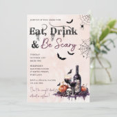 Essen Sie trinken und Beängstigend Halloween-Party Einladung (Stehend Vorderseite)