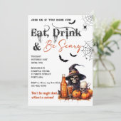 Essen Sie trinken und Beängstigend Halloween-Party Einladung (Stehend Vorderseite)