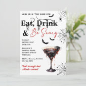 Essen Sie trinken und Beängstigend Halloween-Party Einladung (Stehend Vorderseite)