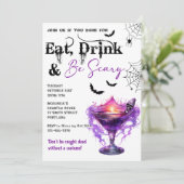 Essen Sie trinken und Beängstigend Halloween-Party Einladung (Stehend Vorderseite)