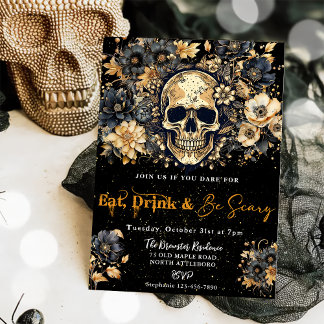 Essen Sie trinken und Beängstigend Halloween-Party Einladung