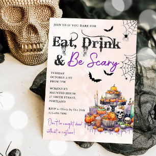 Essen Sie trinken und Beängstigend Halloween-Party Einladung