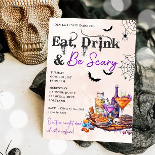 Essen Sie trinken und Beängstigend Halloween-Party Einladung
