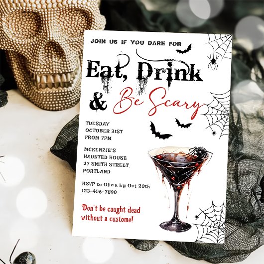 Essen Sie trinken und Beängstigend Halloween-Party Einladung