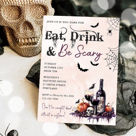 Essen Sie trinken und Beängstigend Halloween-Party Einladung