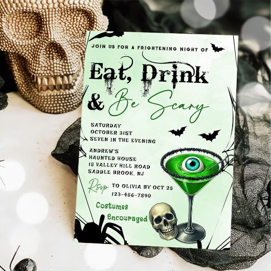 Essen Sie trinken und Beängstigend Halloween-Party Einladung