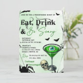 Essen Sie trinken und Beängstigend Halloween-Party Einladung (Stehend Vorderseite)
