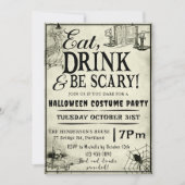 Essen Sie trinken und Beängstigend Halloween-Party Einladung (Vorderseite)
