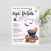 Essen Sie trinken und Beängstigend Halloween-Party Einladung (Stehend Vorderseite)