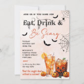 Essen Sie trinken und Beängstigend Halloween-Party Einladung (Vorderseite)