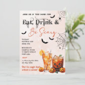 Essen Sie trinken und Beängstigend Halloween-Party Einladung (Stehend Vorderseite)