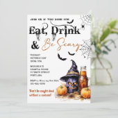Essen Sie trinken und Beängstigend Halloween-Party Einladung (Stehend Vorderseite)