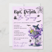 Essen Sie trinken und Beängstigend Halloween-Party Einladung (Vorderseite)