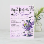 Essen Sie trinken und Beängstigend Halloween-Party Einladung (Stehend Vorderseite)