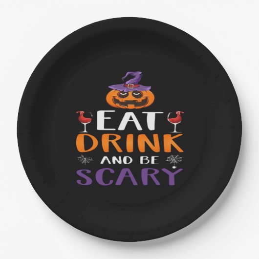 Essen Sie trinken und Beängstigend Halloween-Party Pappteller (Vorderseite)