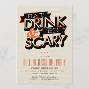 Essen Sie trinken und Beängstigend Halloween-Teil Einladung