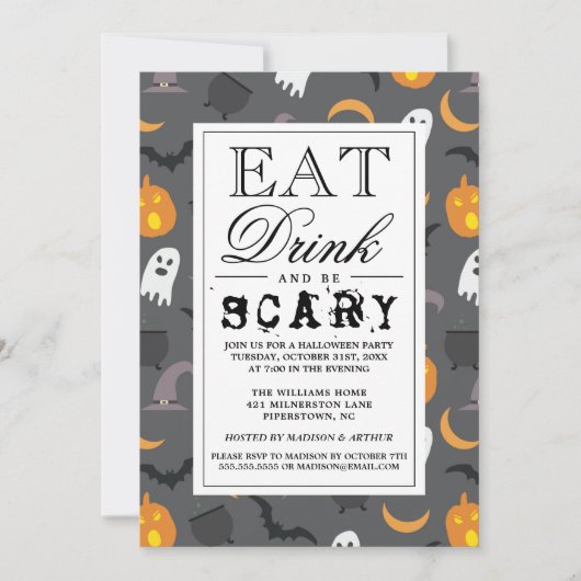 Essen Sie trinken und Beängstigend sein | Fröhlich Einladung (Vorderseite)