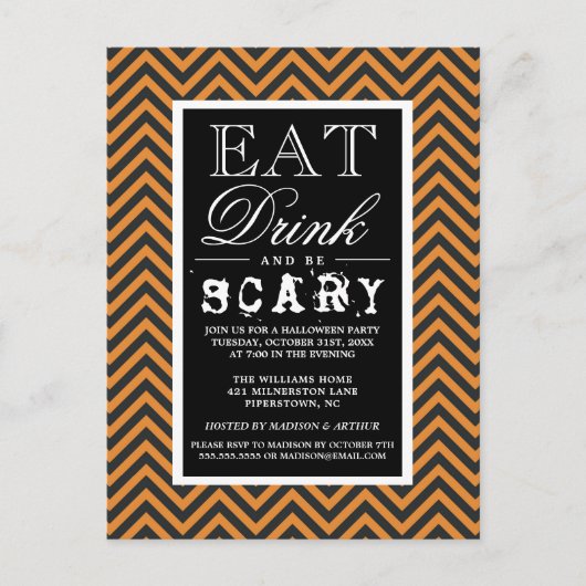 Essen Sie trinken und Beängstigend sein | Fröhlich Einladungspostkarte (Vorderseite)