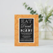Essen Sie trinken und Beängstigend sein | Fröhlich Einladungspostkarte (Stehend Vorderseite)