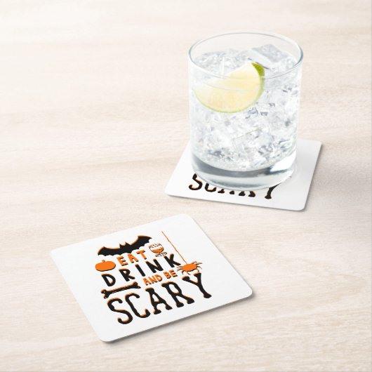 Essen Sie trinken und beängstigend sein halbrund Rechteckiger Pappuntersetzer (Vor Ort)