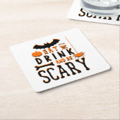 Essen Sie trinken und beängstigend sein halbrund Rechteckiger Pappuntersetzer (angewinkelt)