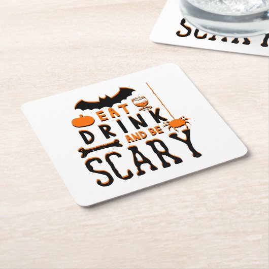 Essen Sie trinken und beängstigend sein halbrund Rechteckiger Pappuntersetzer (angewinkelt)