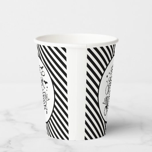 Essen Sie trinken und Beängstigende schwarze Strei Pappbecher (Rechts)