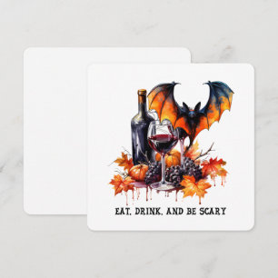Essen Sie trinken und Beängstigenden Herbst Hallow Feiertagskarte