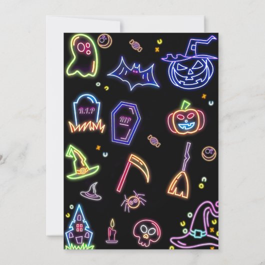 Essen Sie trinken und Beängstigendes dunkles Hallo Einladung (Rückseite)