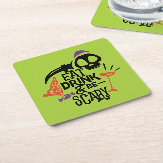 Essen Sie trinken und Beängstigendes grünes Hallow Rechteckiger Pappuntersetzer (angewinkelt)