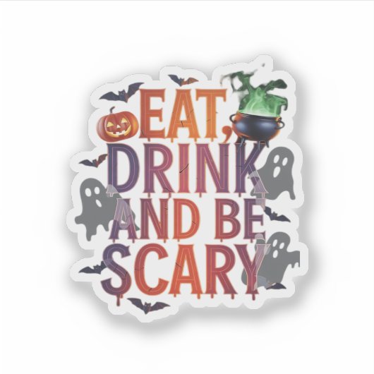 Essen Sie trinken und Beängstigendes Halloween-Par Aufkleber (Vorderseite)