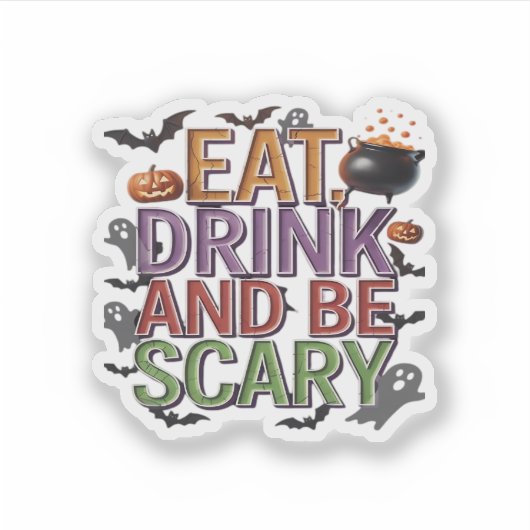 Essen Sie trinken und Beängstigendes Halloween-Par Aufkleber (Vorderseite)
