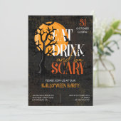 Essen Sie trinken und Beängstigendes Halloween-Par Einladung (Stehend Vorderseite)
