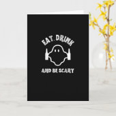 Essen Sie trinken und Beängstigendes Halloween-Par Karte (Gelbe Blume)