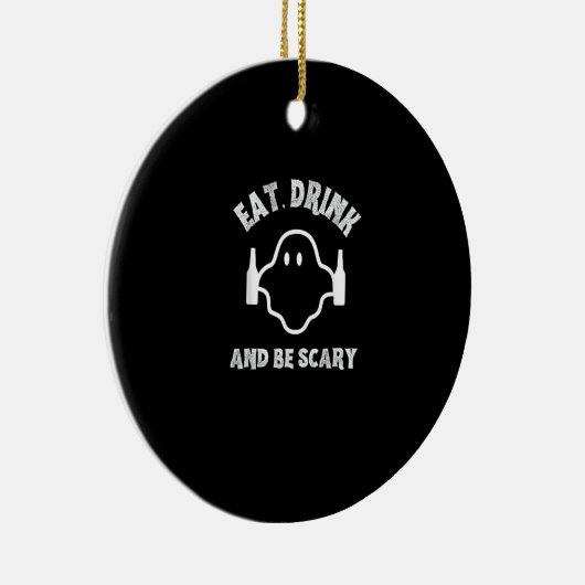 Essen Sie trinken und Beängstigendes Halloween-Par Keramik Ornament (Rechts)