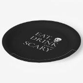 Essen Sie trinken und Beängstigendes Halloween-Par Pappteller (Schrägansicht)