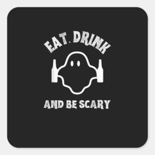 Essen Sie trinken und Beängstigendes Halloween-Par Quadratischer Aufkleber