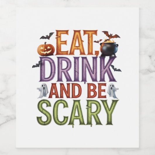 Essen Sie trinken und Beängstigendes Halloween-Par Weinetikett (Einzelnes Label)
